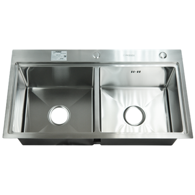 Chậu Handmade hạ bậc 2 hố cân HMHB 8848 - 616 inox 304