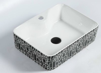 Chậu rửa mặt decor vuông đen lòng trắng