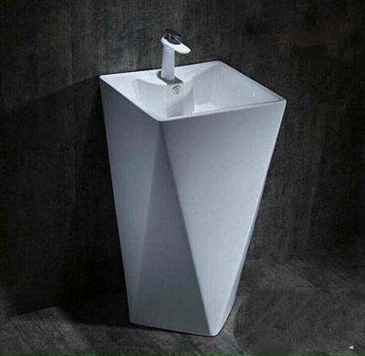 Chậu rửa mặt decor trụ trắng vát kim cương